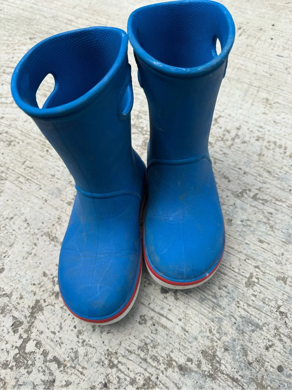 Crocs Kids Crocband Rain Boots in Bright Cobalt/Flame